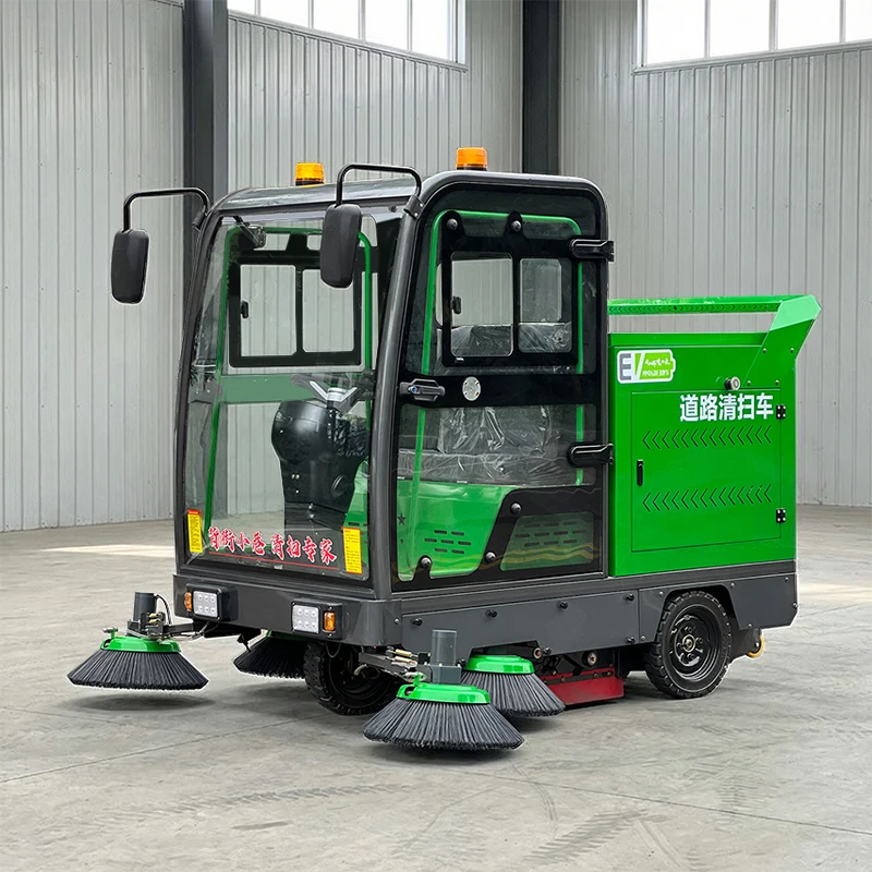 Véhicule de balayage électrique personnalisé 48V certifié CE à émissions zéro pour la collecte des déchets communautaires, balayeuses routières multifonctionnelles