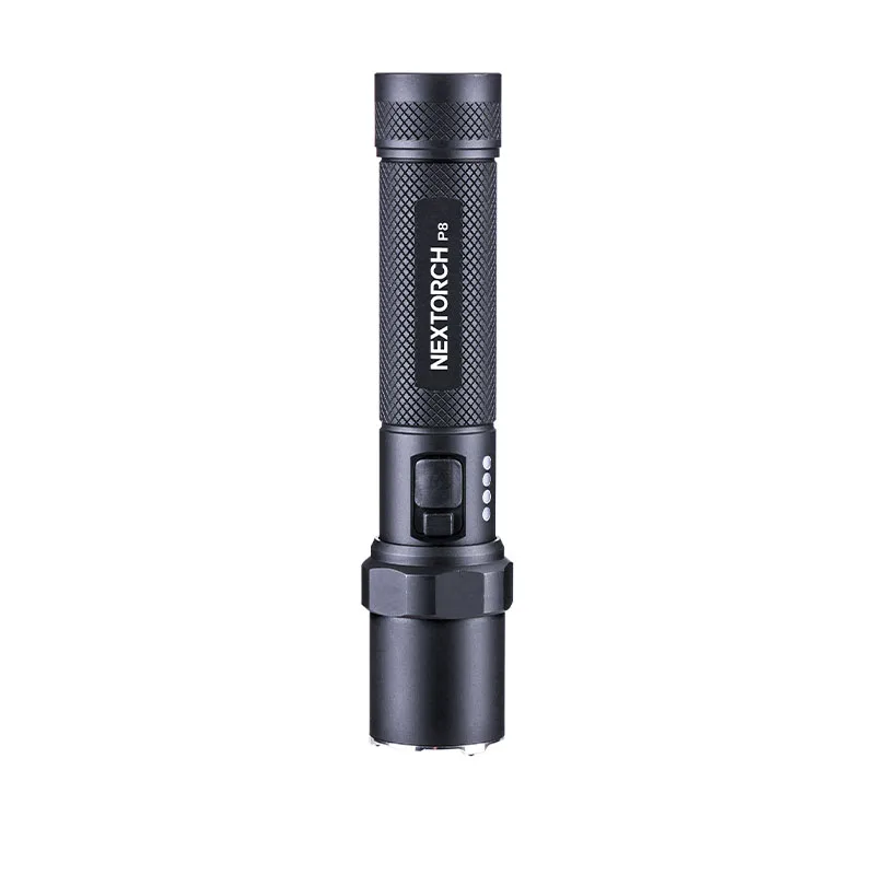 Nextorch P8 Rechargeble Compact Duty/Tactical Flashlight, 1300 Lumens 18650 Battery, Type-C Direct Charging, Steel Strike Bezel