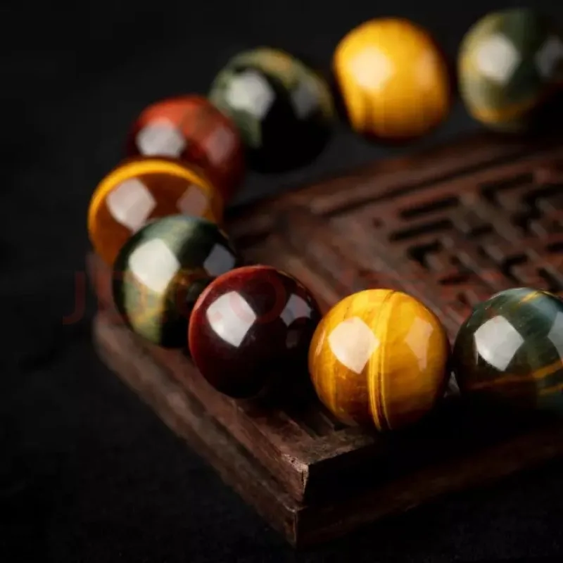 Natural color tiger's eye stone bracelet, trendy temperament jewelry.