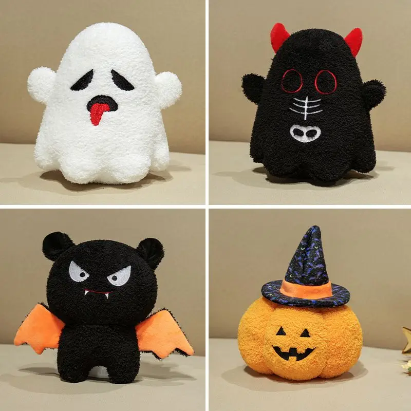 Halloween Weird Plush Toys Cute Pumpkin Ghost Bat Devil Stuffed Doll Squishy Halloween Personality Party Home Decor Holiday Gift