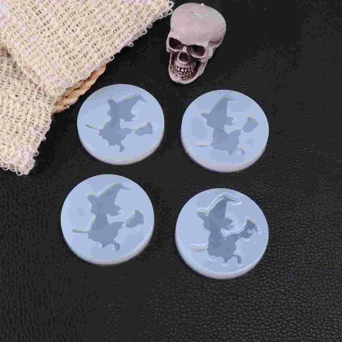 4pcs Silicone Jewelry Mold Witch Shape Pendant Necklace Making Baking Cake Accessory Tool Reusable Easy Demould