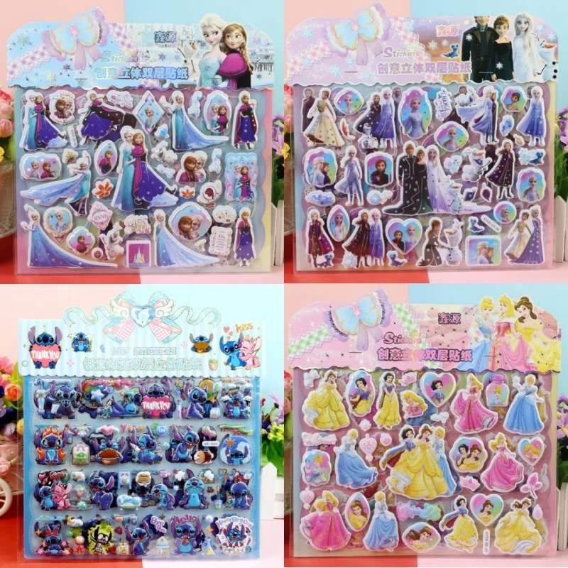 ديزني فروزن الأميرة غرزة مزدوجة الطبقات ثلاثية الأبعاد فقاعة ملصقات الديكور ملصق لطيف مكافأة منتفخ ملصق لوازم القرطاسية #1