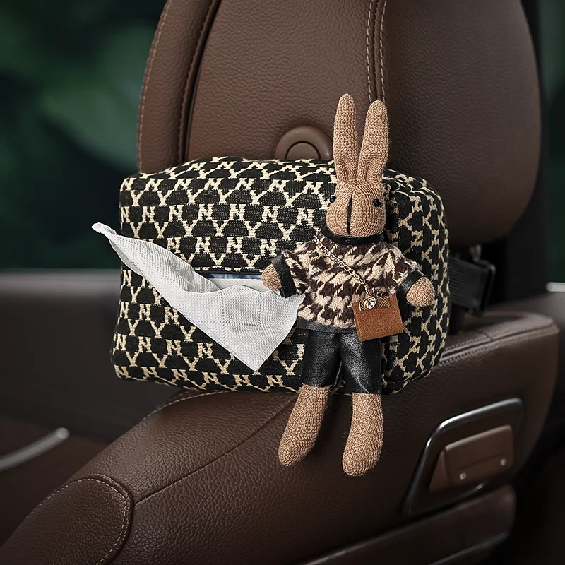 LULECI Advanced Sense Thousand Bird Lattice Car Tissue Box Female Car Seat Back Armrest Paper Box Interior Decoration Supplies