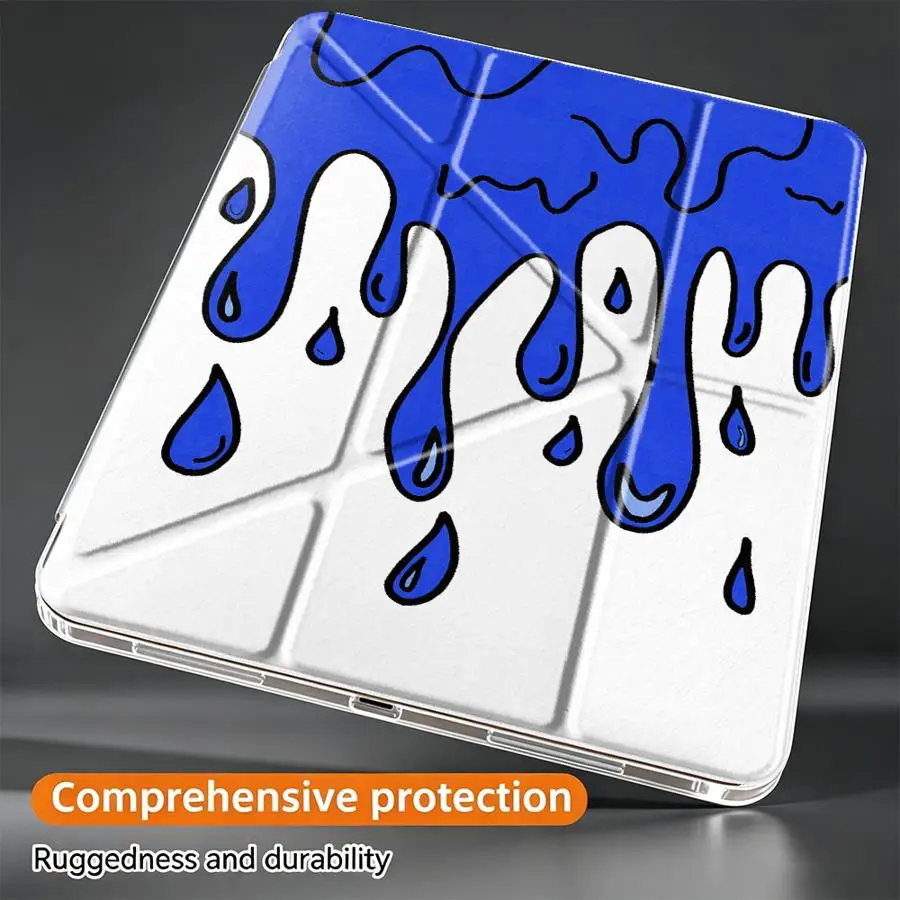 Creative Cool Blue Water Droplet Tablet Case For iPad 12th Mini 7 6 5 Air 8 M2 M3 3 10th Gen 11th Pro 13 2025 2026 9th With Pen