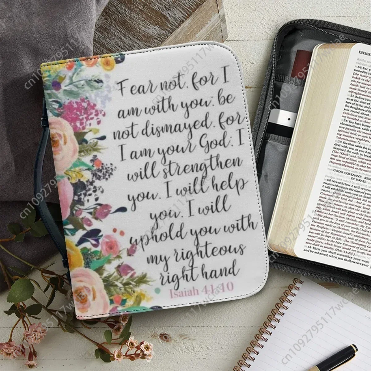 

Handbag for Women Leather Bible Bag Practical Bible Cover Case Ladies Christianity Study Book Holy Storage Boxes Zippered Handle