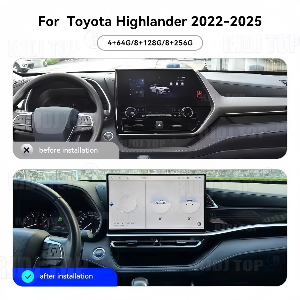 For Toyota Highlander Crown Kluger 2022-2025 Multimedia Stereo Car Radio Android Auto Bluetooth Screen GPS Navigation Head Unit