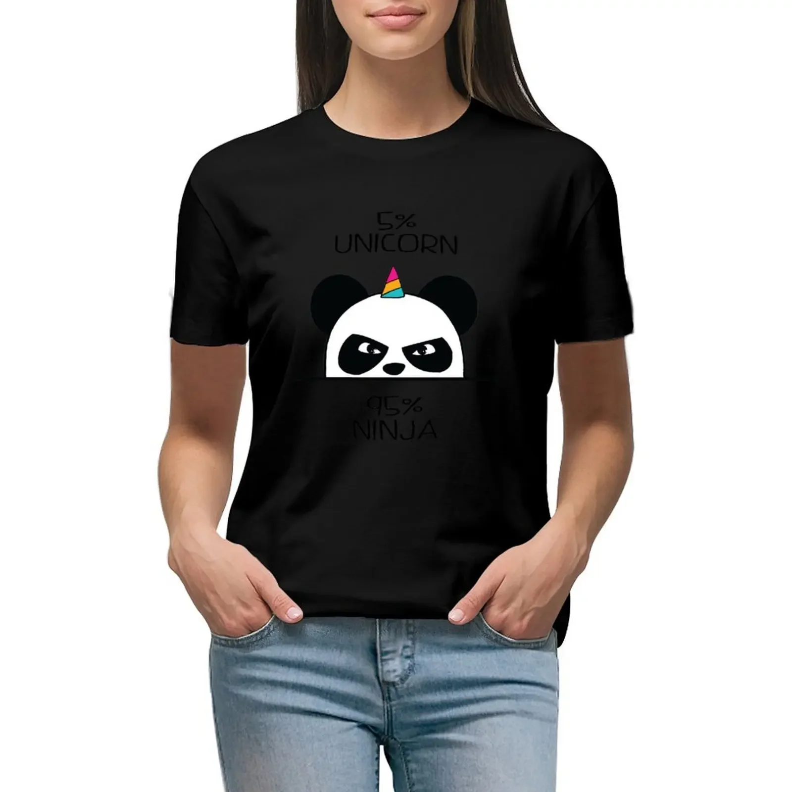 Unicorn Ninja Panda T-Shirt quick-drying animal print Short sleeve tee anime t shirt for Women