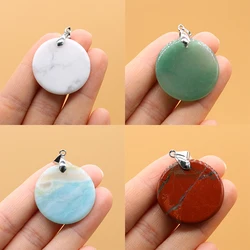 Natural Stone Pendants Polished Round Lapis lazuli Labradorite for Jewelry Making Diy Women Fashion Necklace Earring