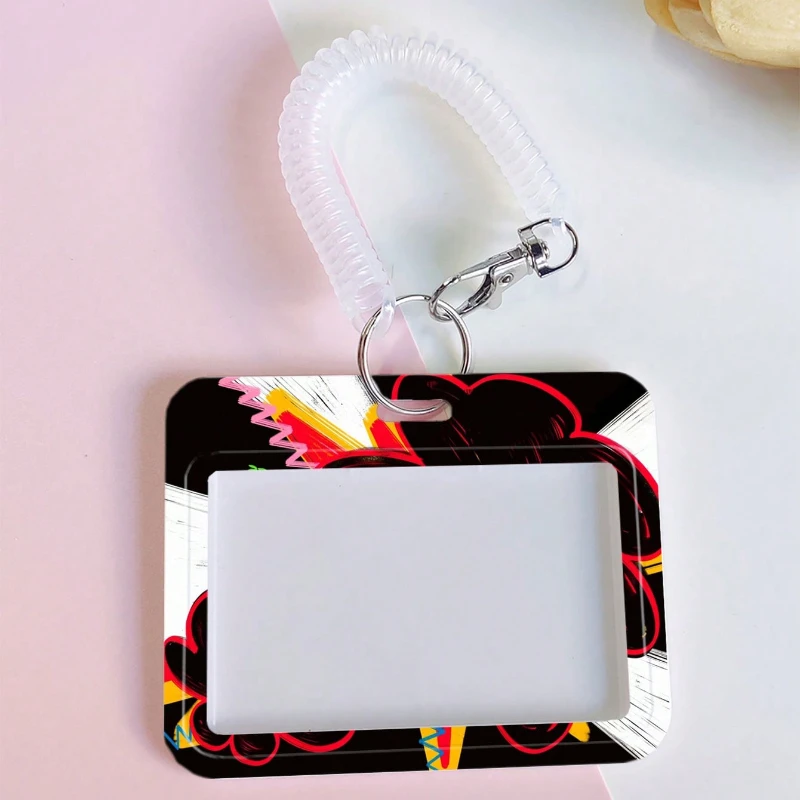 Cartoon Style Card Holder with Retractable Spring Cord Suitable for Bus Campus Lunch Card Door Card Cool Boys Door Badge Holder