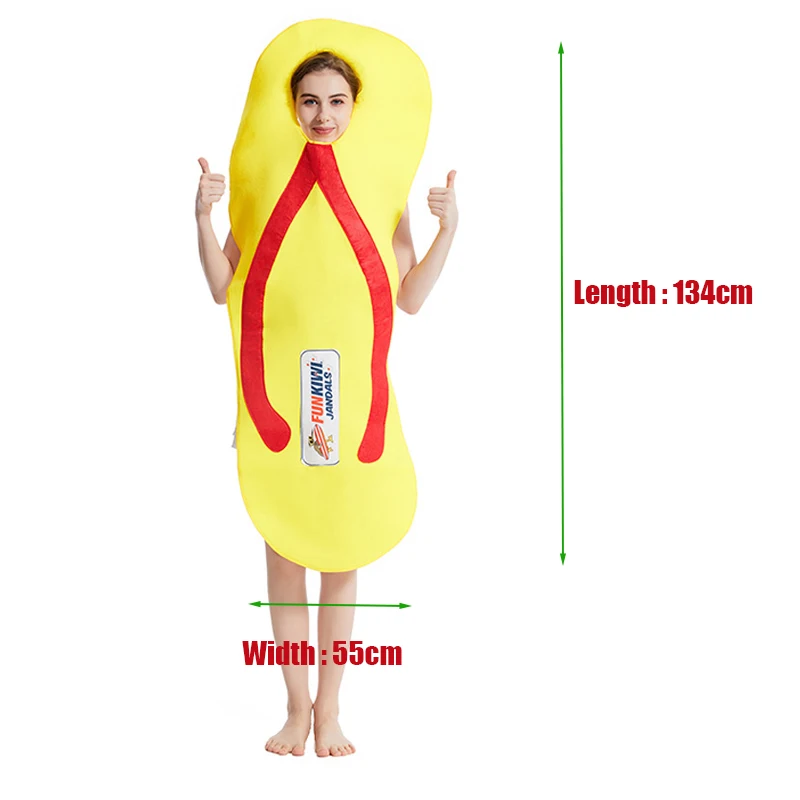 유니섹스 옐로우 잔달 샌들 참신한 할로윈 코스튬 플립플랍 신발 푸림 카니발 의상 성인용