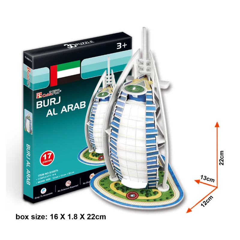 3d Puzzles Burj Al Arabischen Papier Modell Diy Kreative Geschenk Kinder Pädagogisches Spielzeug Heißer Mini Welt Architektur T13