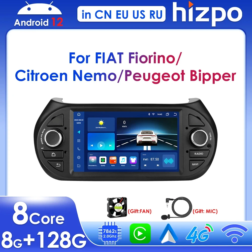 

Hizpo Carplay 1 Din Car Radio Multimedia Player for Fiat Fiorino Qubo Citroen Nemo Peugeot Bipper Android Stereo GPS Navi RDS BT