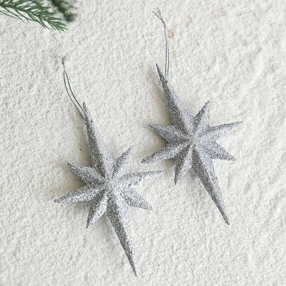 2pcs Plastic Christmas Star Pendant DIY Festive Xmas Tree Hanging Ornaments Elegant Merry Christmas Decor