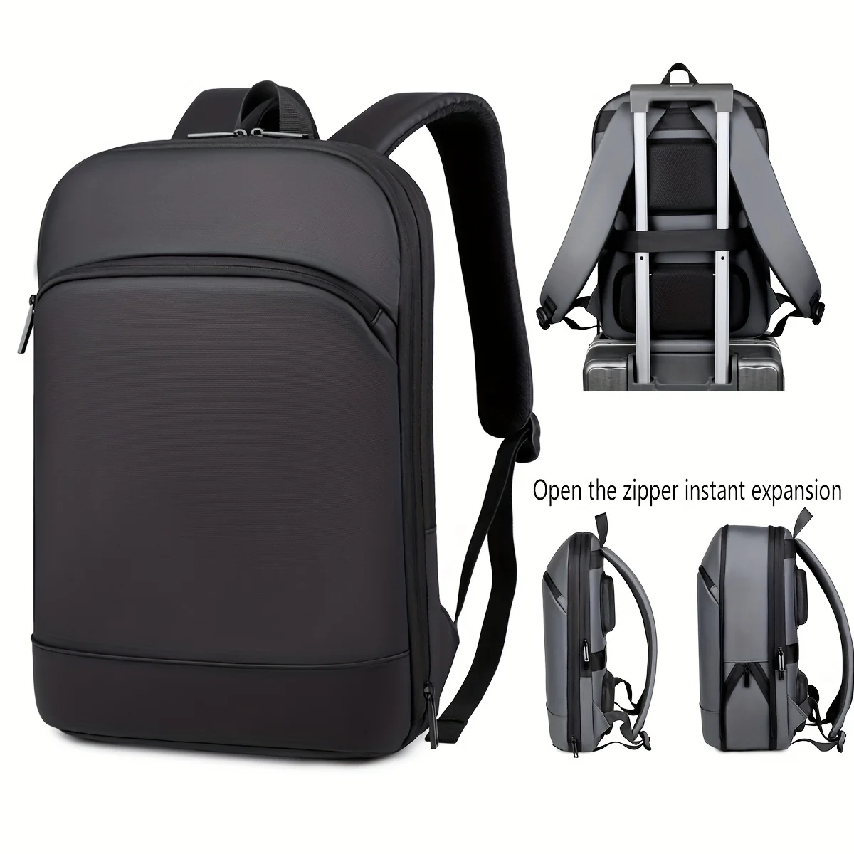 Men's backpack Korean style trendy brand pure color daily work clothing multi-functional school bag casual simple large capacity lightweight computer backpack