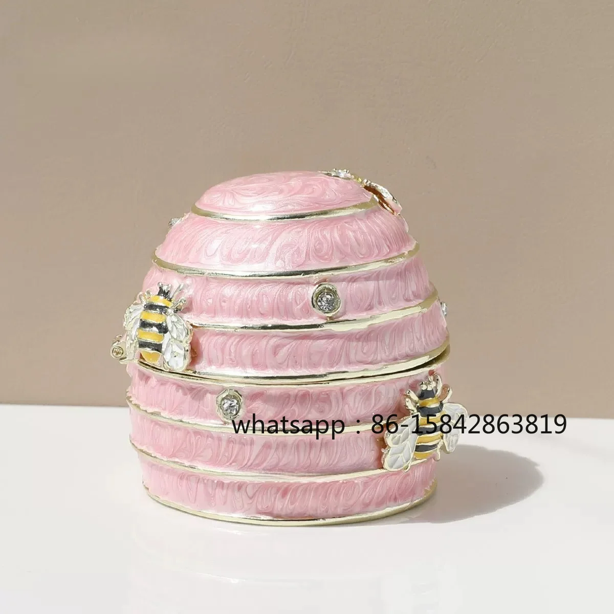 Enamel Bee Jewelry Box, Round Ring Bracelet Storage, Tabletop Decorative Ornament Gift.