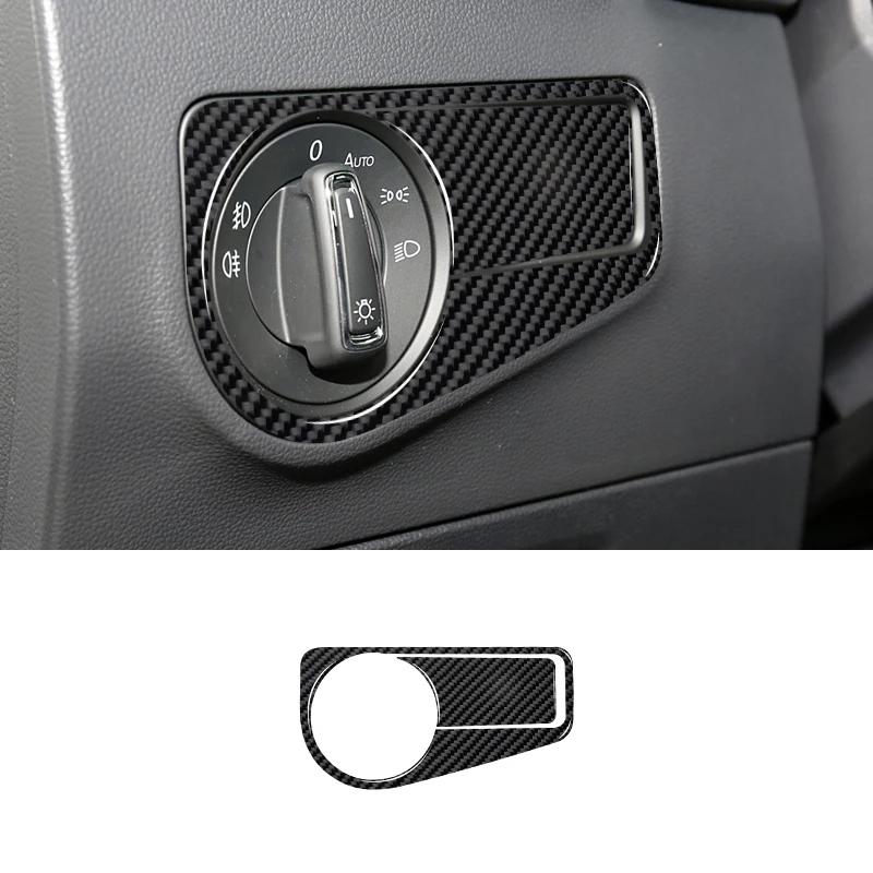 Carbon Fiber For Volkswagen VW Tiguan mk2 headlight switch Knob Gear Shift Box Cover Moulding Trim Decoration Frame Accessories