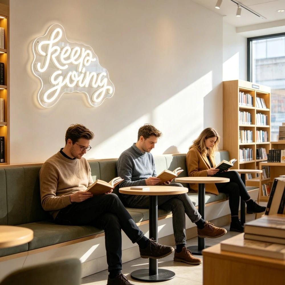 Keep Going Neon Sign LED Wall Light USB Dimmable for Home Office Study Bedroom Dorm Cafe Room Apartment Motivational Wall Decor