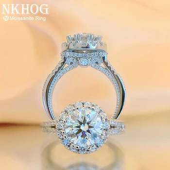 Real 2ct Moissanite Ring Silver 925 Perfect Round Cut Pass Test Diamond Band Wedding Anniversary Ring Jewelry Gift