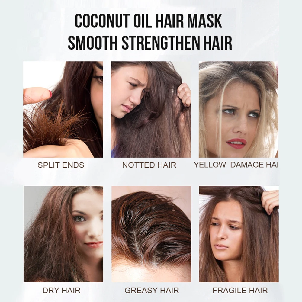 PURC Coconut Oil Hair Mask Keratin Hair Treatment Products Professional Soft Smoothing Straightening Repair Damage Hair Care