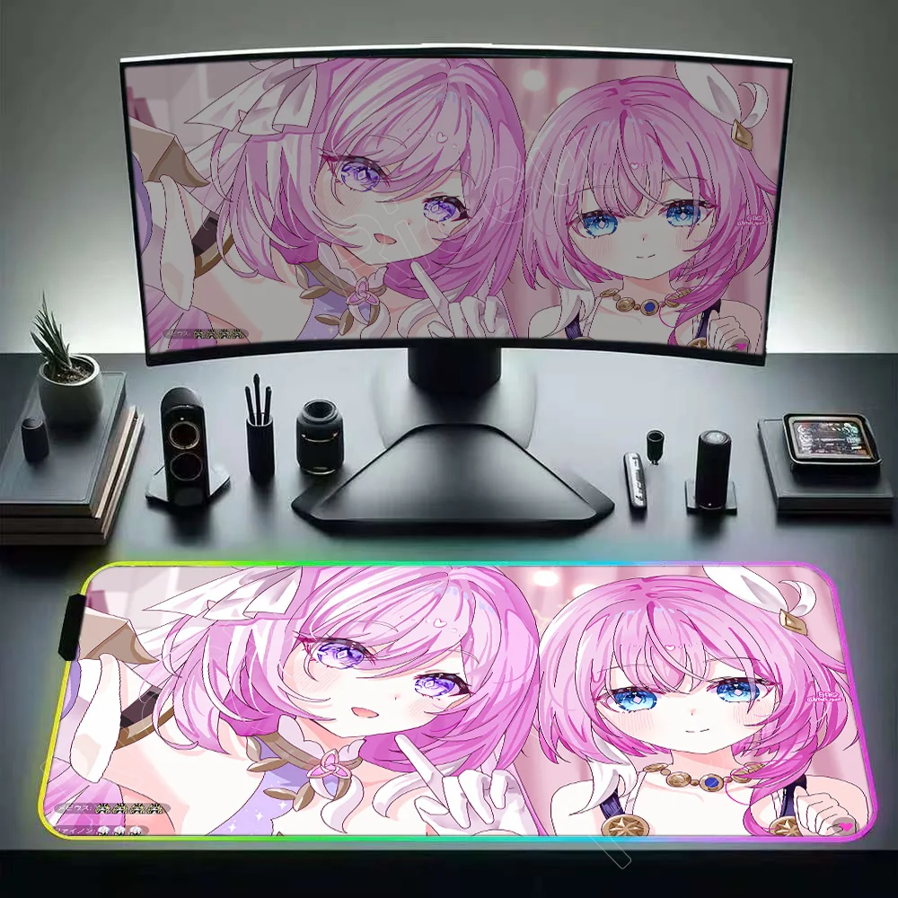 

New RGB Mouse Pad Cute Anime Girl Cyrene Desk Mat Pc Cabinet Keyboard Xxl Gaming Mat HD Print Honkai Star Rail Computer Mousepad