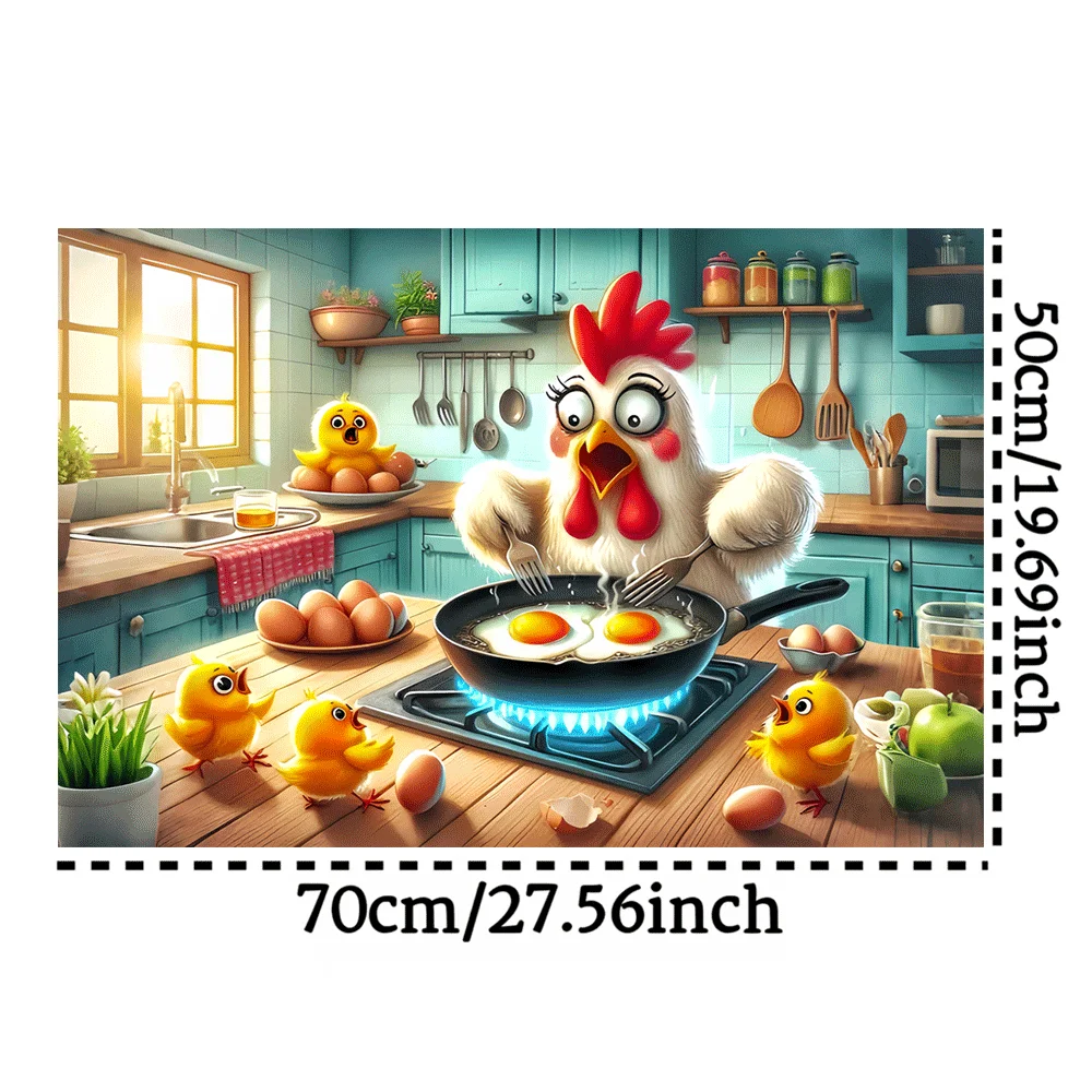 Puzzle 1000 elementów - Scena z farmy kurczaków i kury - Żywa sztuka kuchenna z kurczakami i jajami, gra rodzinna dla dorosłych, DIY