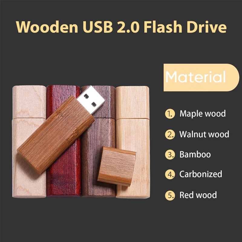 Wooden USB 2.0 Flash Drives 64GB Key Chain Pen Drive 32GB Portable Memory Stick Business Gift U Disk For Laptop USB Stick 16GB