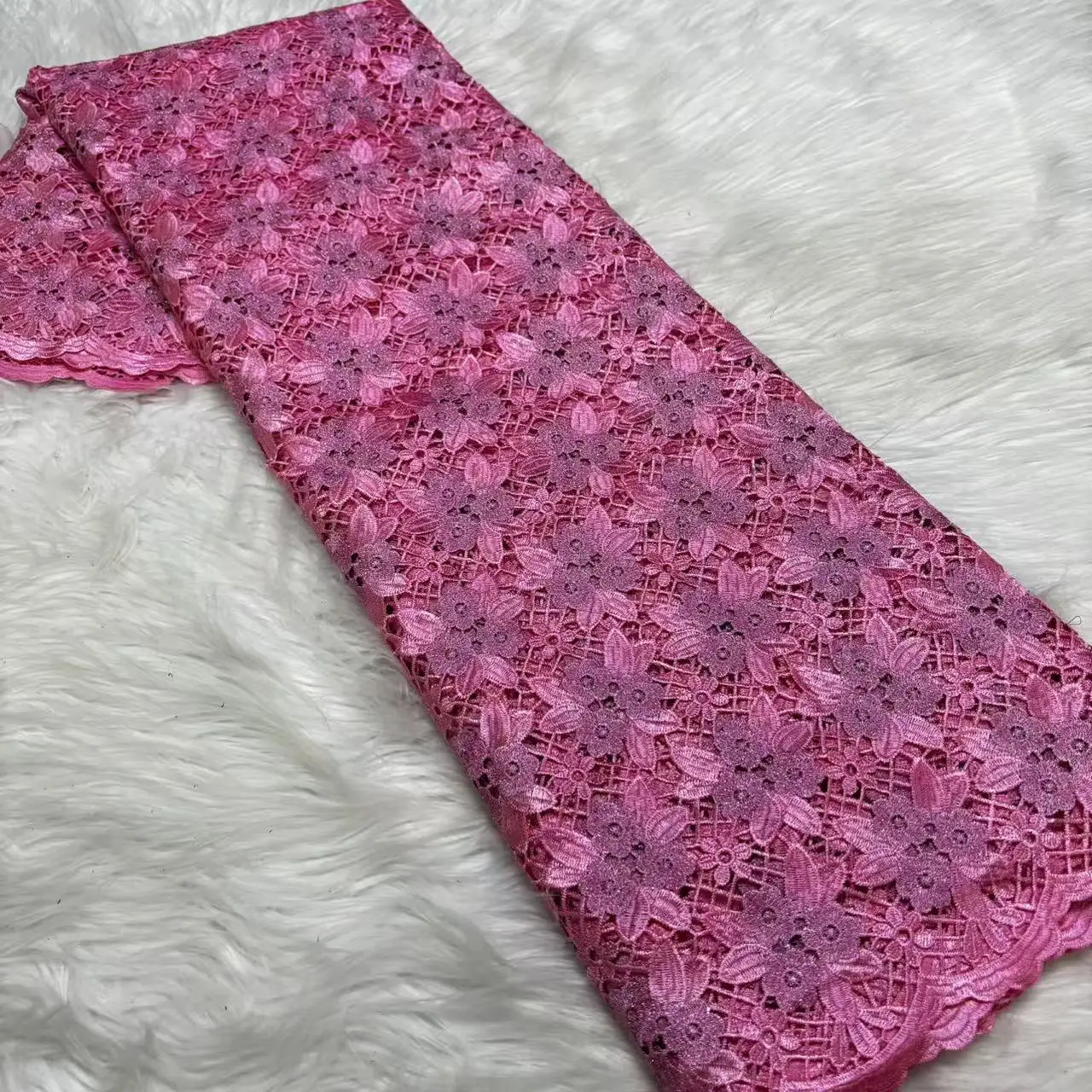

African Water Soluble Lace Fabrics Nigerian Guipure Cord Lace Fabrics Embroidered For Women Sewing Wedding Dresses