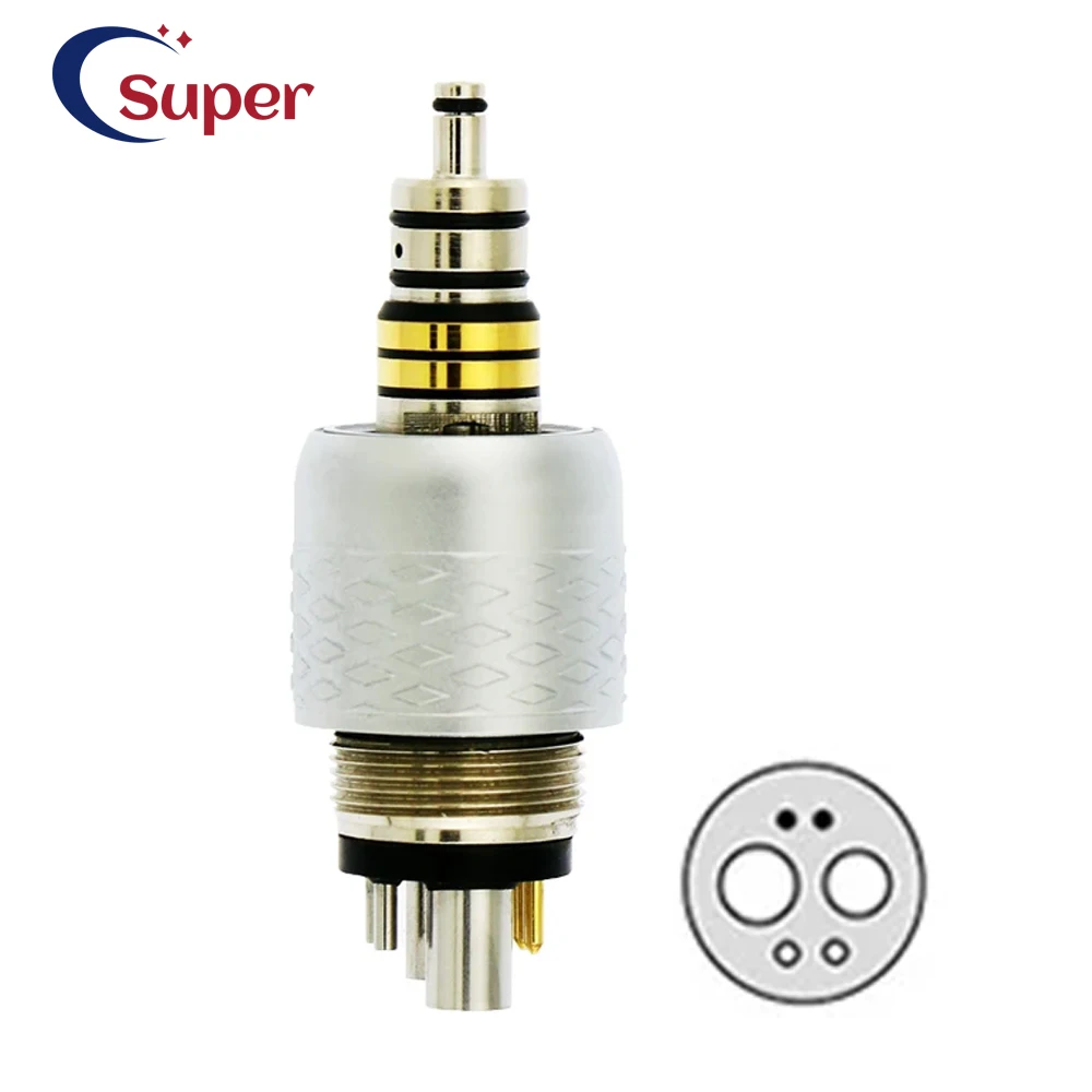 Dental LED Coupler 6 Holes Fiber Optic Connector for High Speed Handpiece Air Turbine Quick Adapter Dentistry Tool