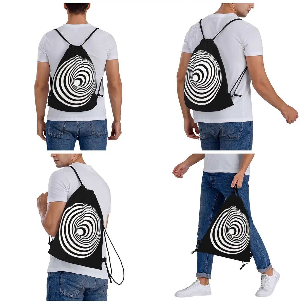 Sacred Geometry Lover Meditation Symbol Optical Illusion Backpacks Drawstring Bags Sundries Bag Book Bags For Travel Students