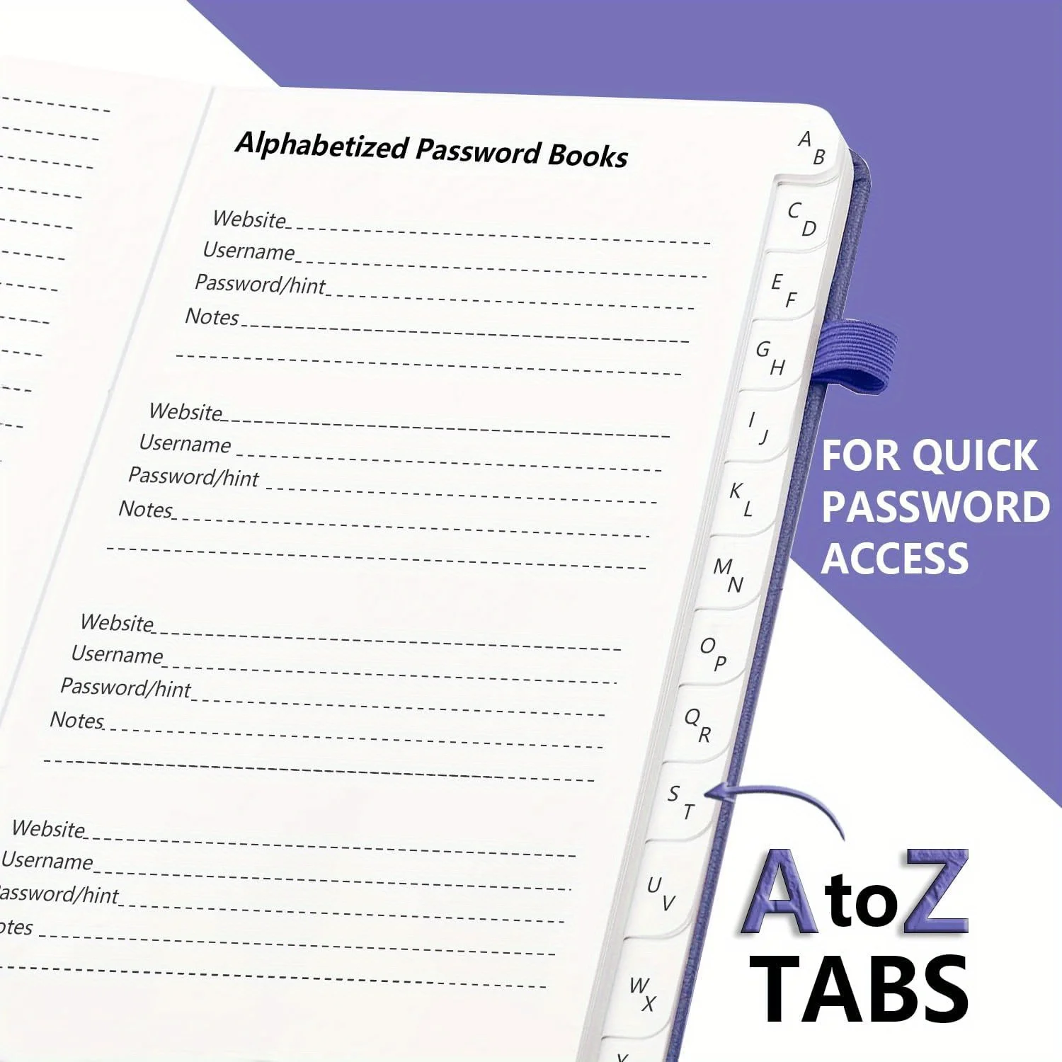 Imagem -01 - Livro de Senha com Letter Label Livro Hardcover Password Manager Notebook Internet Password Log Diary Computador Sênior e Web livro de senha com letter label livro hardcover password manager notebook internet password log diary computador senior e web 01