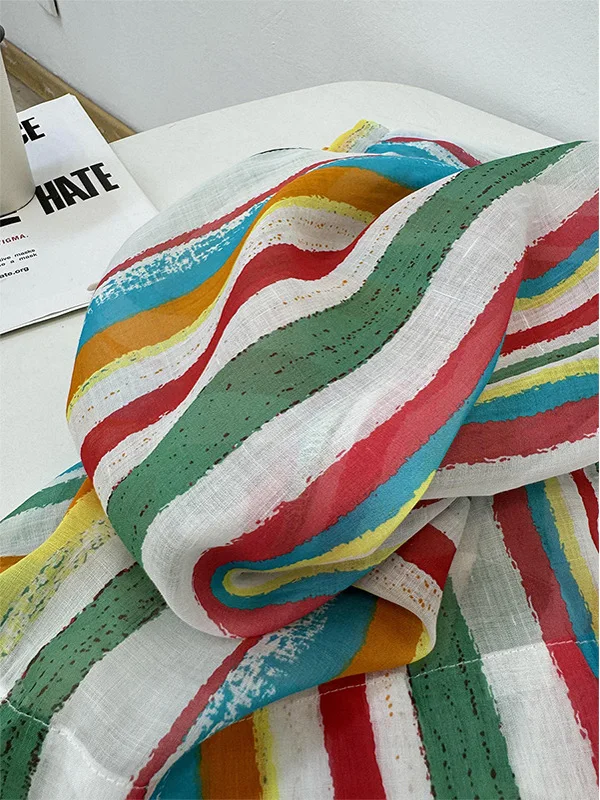 면 린넨 와이드 레그 팬츠 여성 여름 얇은 신축성 높은 허리 루즈핏 스트레이트 캐주얼 바지 스트라이프