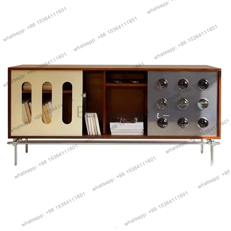 

LXItalian minimalist bedroom bedside table high-end light luxury retro floor multi-layer contrasting color TV cabinet5203