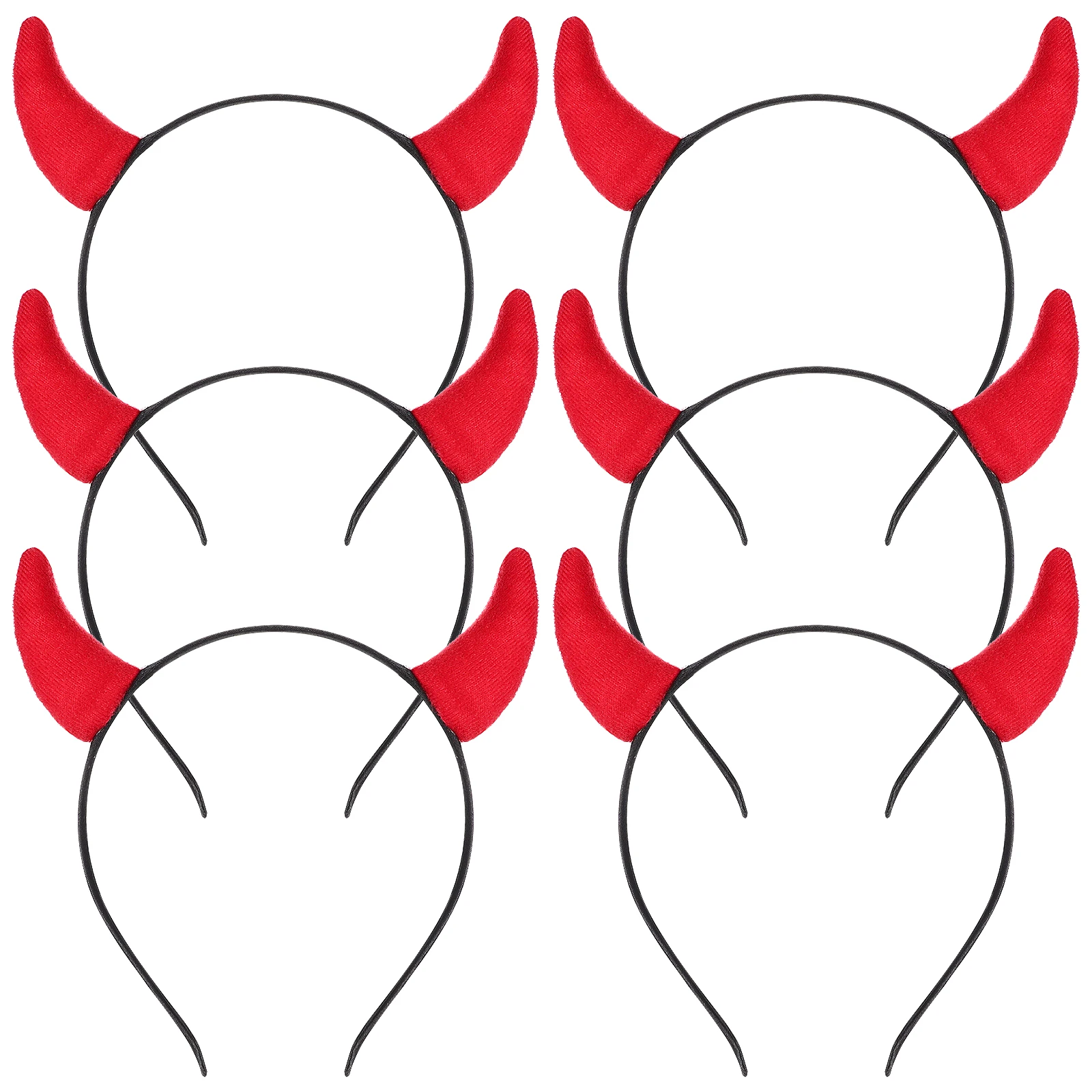 

6Pcs Headband Halloween Costume Horns Headband Accessory Stretchable Black Red Child Gift Small horns Headwear