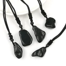 Natural Shungite Stone Necklaces EMF Protection Irregular Shungita Pendants Random 5-20g Original Energy Healing Black Gemstones