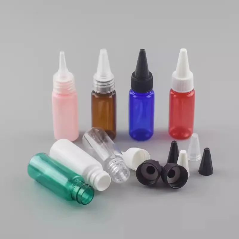 

500pcs Clear Pet Squeeze Plastic Pigment Bottle with Twist Cap Plastic Ink Bottle Hair Oil Bottle