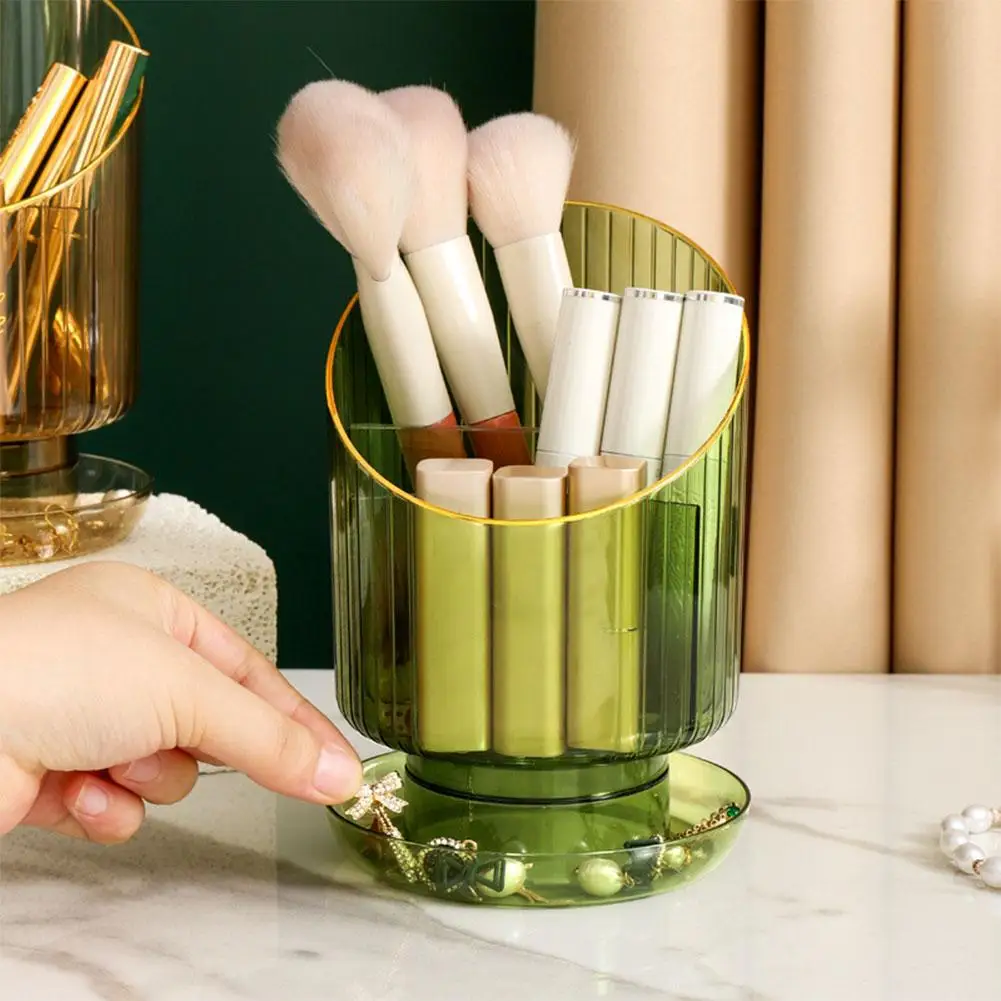 360° Rotating Makeup Brush Holder Luxury Cosmetic Organizer Lipstick Eyebrow Pencil Holder Eye Shadow Storage Box