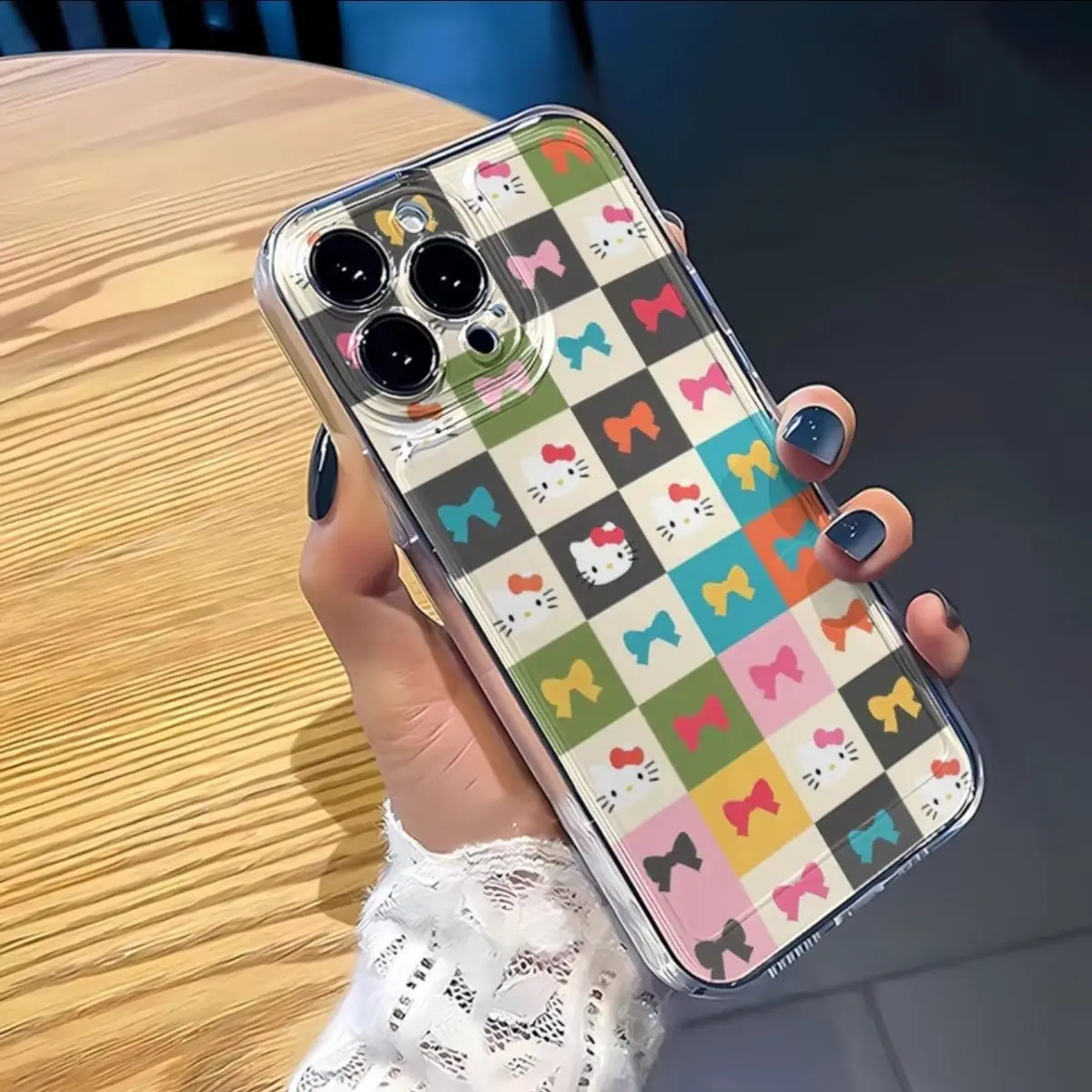 

Full Grid Hello Kitty and Bow Phone Case for iPhone 16e 16 15 14 13 12 11 Pro Max XS XR XSMAX 7 8 Plus Y2K Clear Cover
