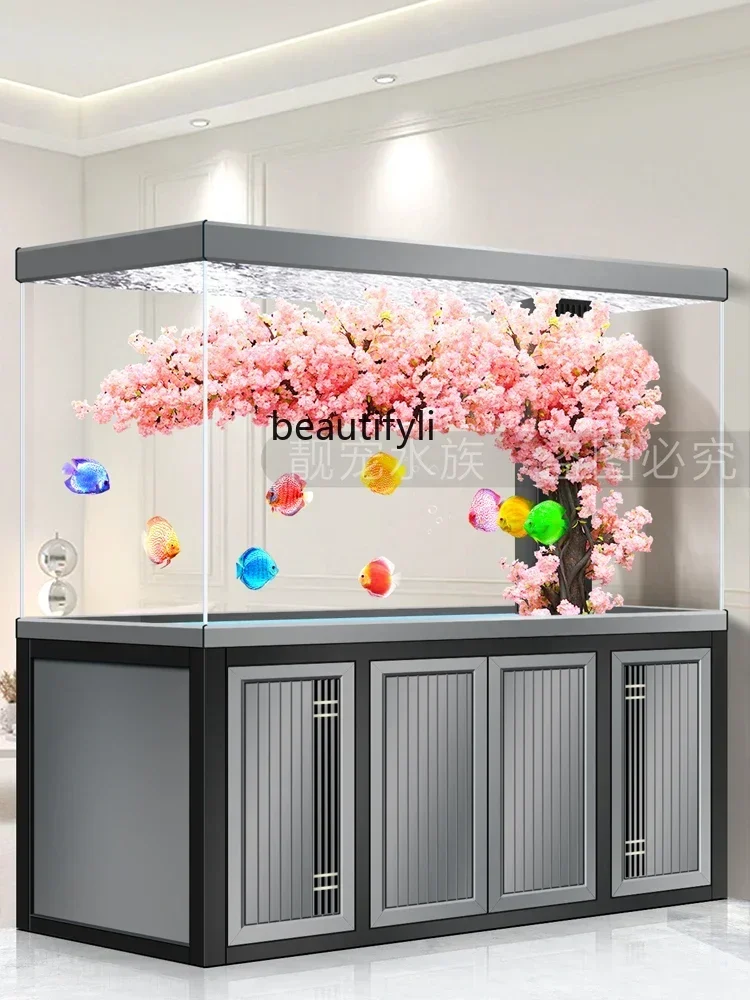 

Dragon Fish Tank Super White Glass Aquarium Large Living Room Floor Ecological Change Water Bottom Filter