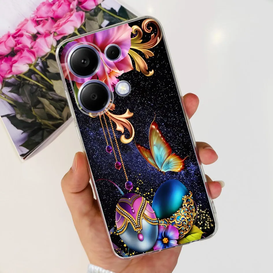 For Xiaomi Redmi Note 13 Pro 4G 2024 Case New Fashion Flower Soft Silicone Phone Back Cover For Xiaomi Poco M6 Pro 4G Capa Shell