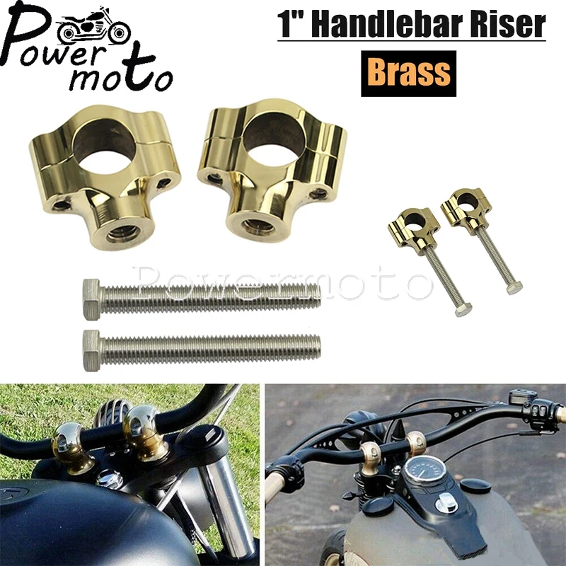 

Old School Brass Spear 7/8" 1"22mm 25mm Handlebar Riser Mount Clamps Kits Universal For Harley Honda BMW Yamaha Retro Cafe Racer