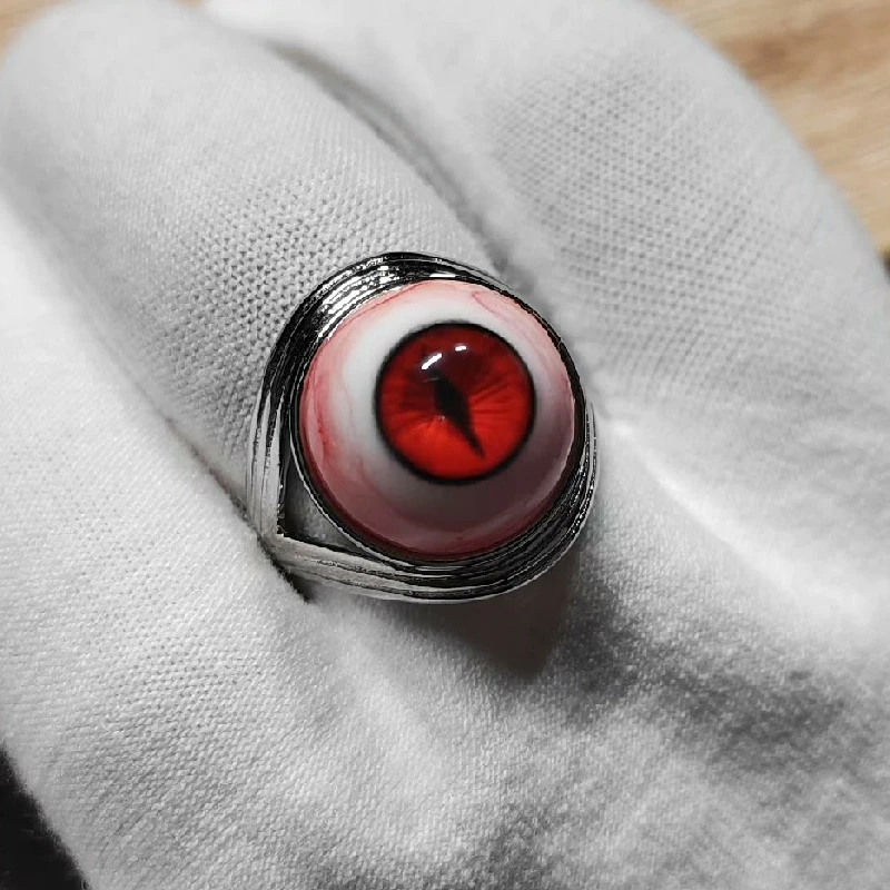 3102 Creative Handmade Rings Cthulhu Eyeball Rings Dark Punk Style Hip Hop Gothic Jewelry Halloween Artwork Customized Gifts