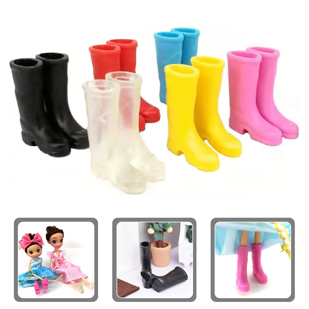 6 Pairs Mini Figurine Rain Boots Small Shoe Decorations Decors Toy House Shoes Tiny Accessories Miniature