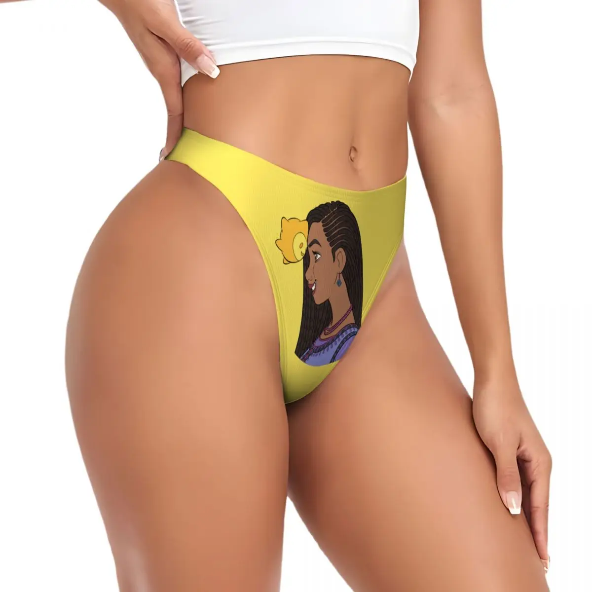 Desejo personalizado princesa asha dos desenhos animados g-string tangas mulheres respirável estiramento calcinha roupa interior