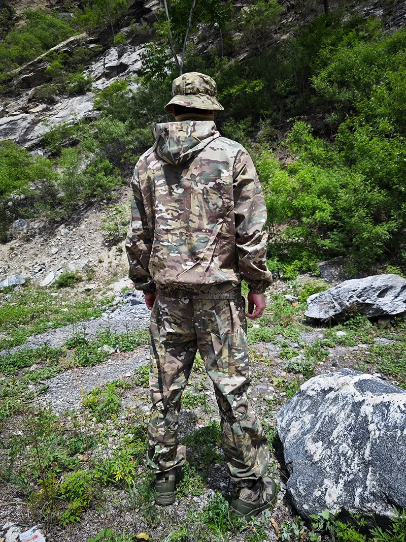 Militärisches Tarnuniform-Set, atmungsaktiver Sommer-Trainingsanzug, Outdoor-Mehrzweck-Taktische Arbeitskleidung, komplette Overalls – Detail 7
