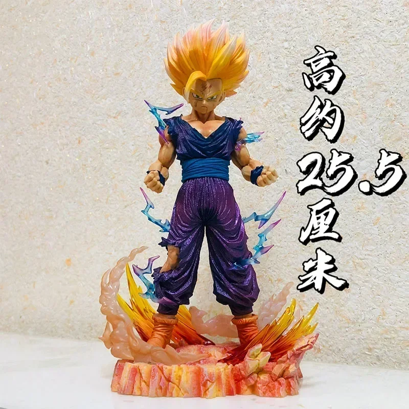 25.5cm Dragon Ball Z Gk Gohan Sun Super Saiyan 2 Scene Collectible Figures Model Ornaments Anime Figure Kids Birthday Gifts