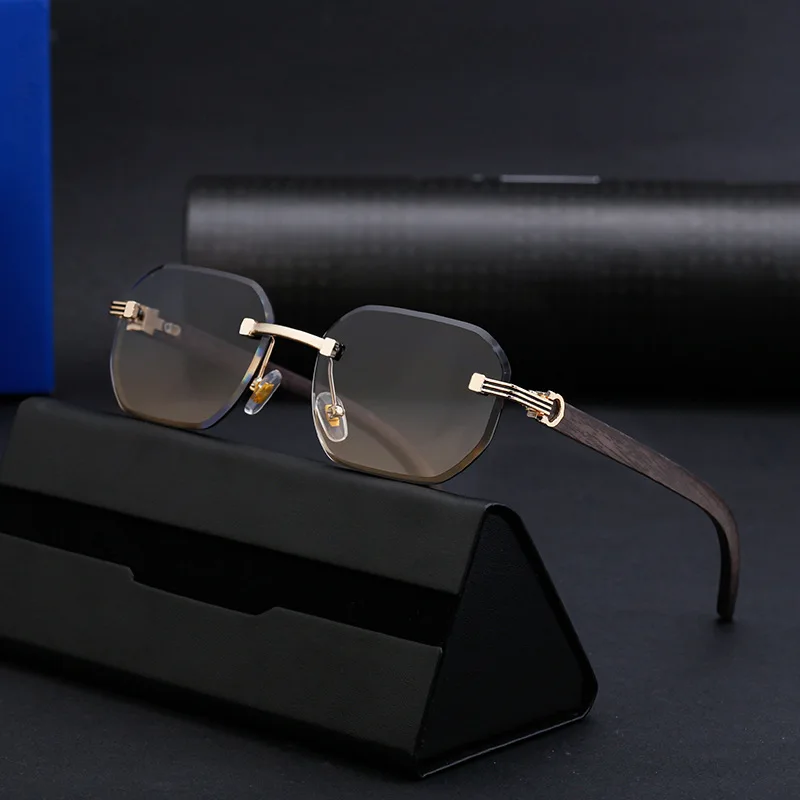 

Retro Sunglasses Men Brand Designer Fashion Rimless Sun Glasses Shades Cutting Lens Ladies Frameless Eyeglasses