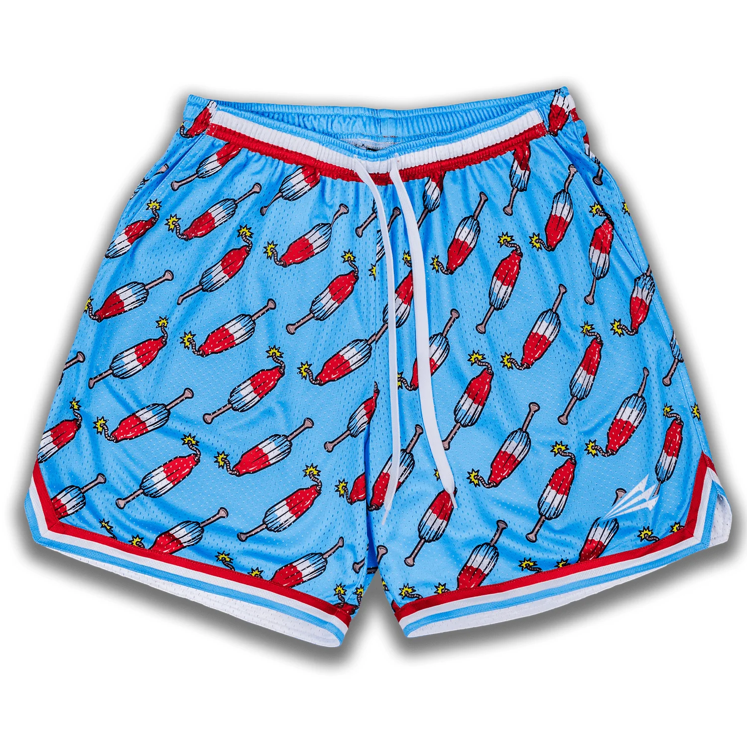 2026 NEW Fireworks Cartoon Print Mesh Shorts Men Breathable Quick Dry Casual Streetwear Basketball Shorts with Pockets