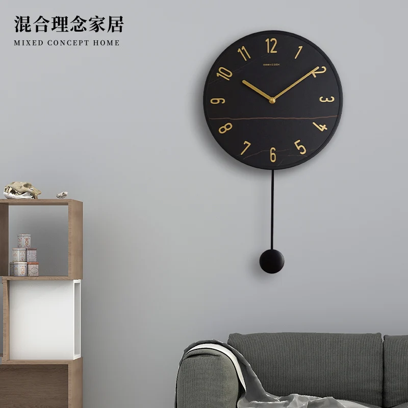 Nordic Minimalist Living Room Wall Clock, Silent Modern Swing Timepiece, Creative Luxury Hanging Clock for Home Use