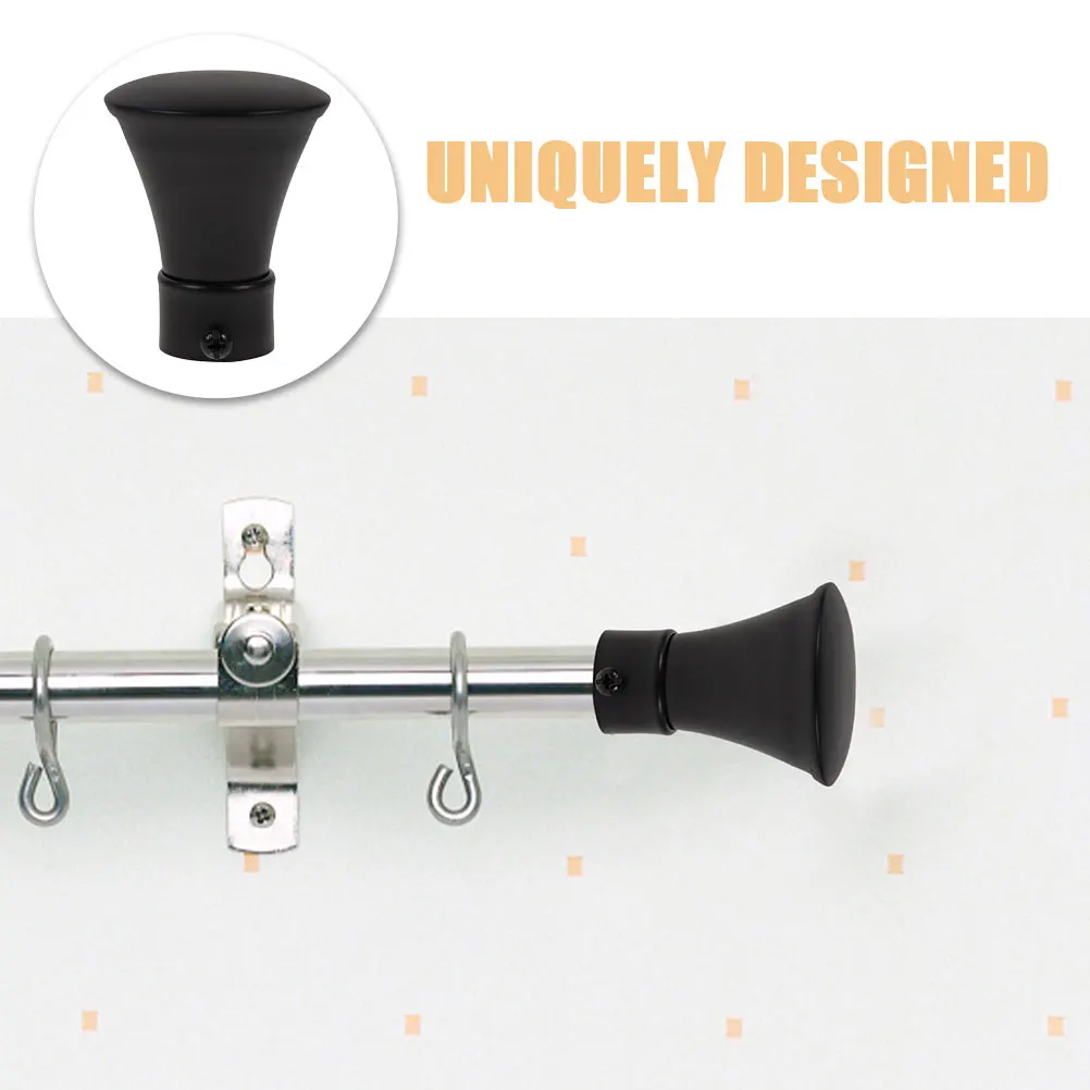 

2pcs Black Iron Curtain Rod Finials Ends Curtain Rods Finials Only Decorative Hardware for Window Modern Style