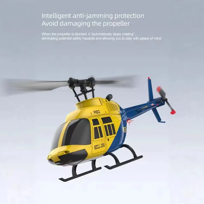 A60 4CH RC Helicopter with 6-Axis Gyro One Key Takeoff/Landing 2.4G Remote Control Anti-Crash & Stable Flight Cool Toys Gifts